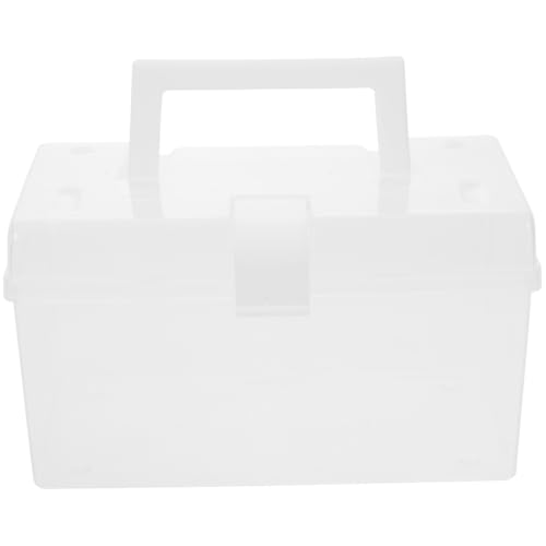 Beavorty Portable First-aid Box Medicine Storage Organizer Medicine Holder Buckle Design for Home Use to Carry Medication Container White