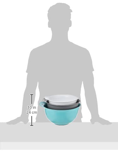 KitchenAid Universal Nesting Plastic Mixing Bowls,Set Of 3,2.5 quart,3.5 quart,4.5-quart,Non Slip Base with Easy Pour Spout to Reduce Mess,Dishwasher Safe,Aqua Sky,White,Gray,(Pack of 2) - color: Aqua Sky White Gray, size: Set of 3 (Pack of 2)