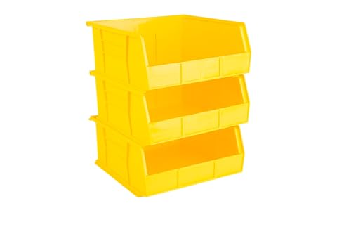 HE HUDSON EXCHANGE 11" x 11" x 5" (3 Pack) Plastic Stackable Storage Bin, Yellow - color: Yellow, size: 3 Pack