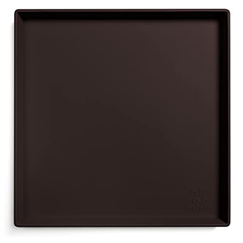 DogBuddy Dog Food Mat – Waterproof Dog Bowl Mat for Food and Water, Silicone Pet Feeding Mats for Floors, Non-Slip Placemat with High Edges for Dogs Bowls, Puppy Essentials (XS: 11" x 11", Coffee) - color: Coffee, size: Extra Small: 11" x 11"