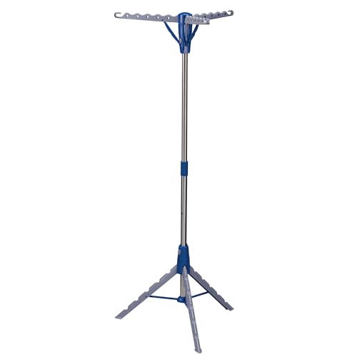 Household Essentials 5009-1 Collapsible Portable Indoor Tripod Clothes Drying Rack for Hanging Laundry | Silver and Blue Medium - size: Medium