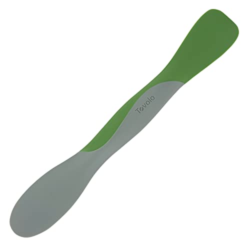 Tovolo Mini Scoop and Spread Tool for Kitchen Meal Prep Small Sandwich Spreader Spatula for Peanut Butter Jelly, Silicone BPA Free Dishwasher Safe Scooper Spreader, Pesto Green and Oyster Gray - color: Pesto, size: Mini