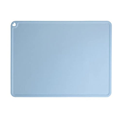 Silicone Pet Feeding Food Mat Dog Cat Placemat with Raised Edge, Anti-Slip Waterproof Pet Bowl Mats Pet Food Tray for Cats, Dogs and Small Animals(Blue, Small) - color: Blue, size: 16.1"*12.2"