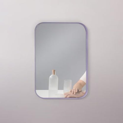 8-Inch Table Desk Vanity Makeup Mirror, Simple Portable Travel Mirror with Stand, Standing and Wall Hanging Dual-use, Purple - color: Purple