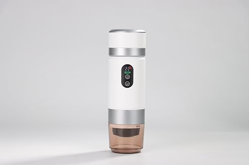 Portable Coffee Maker KF-JN-03 with Digital Display & 20 BAR Pressure – Hot & Cold Brew, Compatible with Coffee Grounds and Capsules, Compact Single-Serve Design with Transparent Cup & 60ml Tank - color: Black