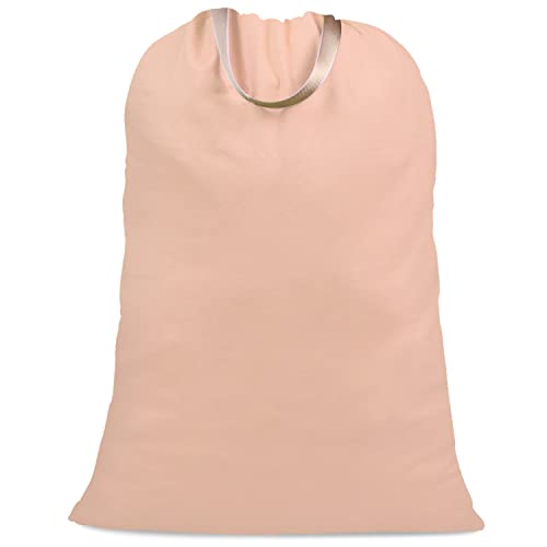 Cotton Canvas Laundry Bag with Handles & Drawstring Straps, Heavy Duty Extra Large Laundry Bags for Laundromat and Household, 25.5x34 Inch, Light Pink - color: Light Pink