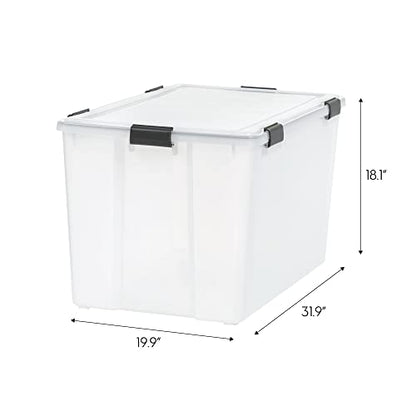 IRIS USA WeatherPro 156 Qt Storage Bins with Lids, 3 Pack, BPA-Free Plastic Gasket Box with Tight Latch and Seal, Stackable Nestable Tote Tub - Clear/Black - size: 156 Qt, style: 3 Pack
