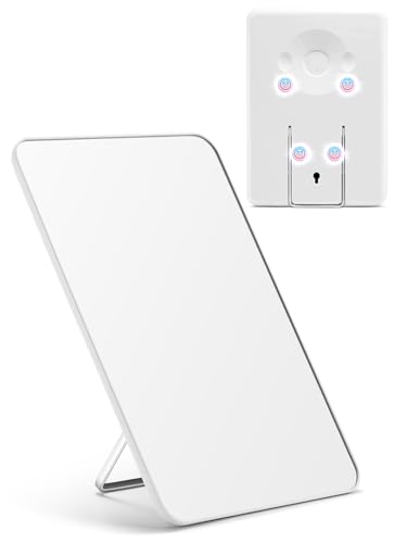 OMIRO Magnetic Locker Mirror, 10 x 7 inches Desk Makeup Mirror with Adjustable Stand and Hanging Hole for Shaving and Traveling, Strong Magnets for Secure Attachment,White - color: White-magnetic, size: 10"L x 7"W