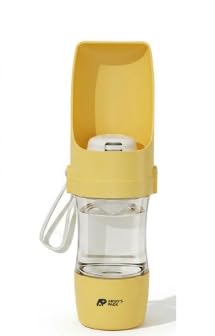 Argo's Pack 2-in-1 Portable Dog Water & Food Travel Bottle — Leak-Proof Dispenser with Bowl for Walking, Hiking & Trips, BPA-Free, All Breeds (Yellow) - color: Yellow