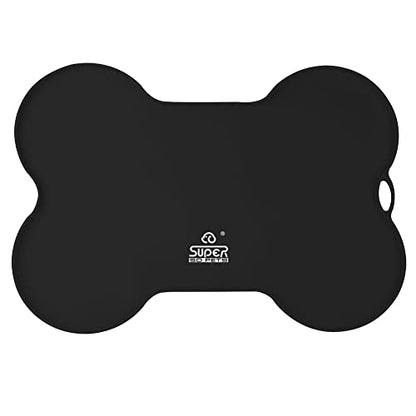 Super Design Dog Food Mat Dog Bowl Mat for Food and Water Silicone Non Spill Cat Feeding Mat Puppy Placemat Waterproof - 20.5" x 14.5", Black - color: Black-2