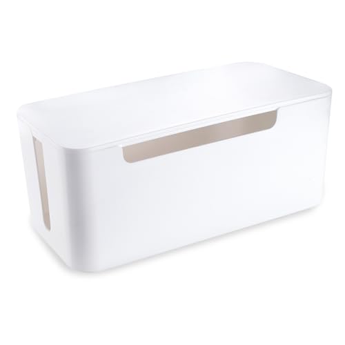 Eichzer Cable Management Box, Premium Cord Organizer Box to Hide Surge Protector on Desk, Power Strip Cover for TV Computer Home Router Office (White) - color: White