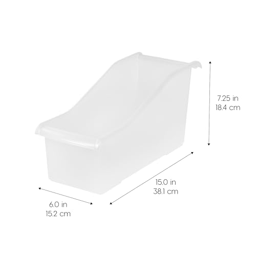 IRIS USA Plastic Book Bin Magazine Holder, 8-Pack, Vertical Standing Connecting Container Box for Office Dorm Study Homework Binder Notebook File Craft Stationery Supplies Organizer Caddy, Clear - size: 8 - Pack, style: Magazine Holder