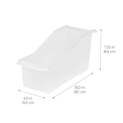 IRIS USA Plastic Book Bin Magazine Holder, 8-Pack, Vertical Standing Connecting Container Box for Office Dorm Study Homework Binder Notebook File Craft Stationery Supplies Organizer Caddy, Clear - size: 8 - Pack, style: Magazine Holder