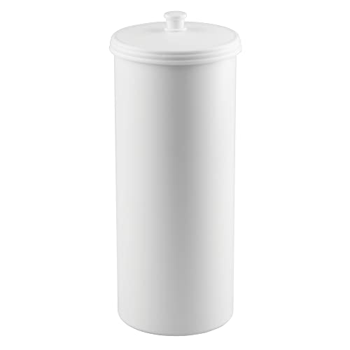 iDesign Freestanding Bathroom Toilet Paper Storage Holder, White | With Lid, For 3 Extra Rolls - color: White, size: Pack of 1, style: Lid with Handle
