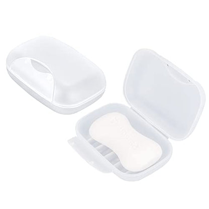2 Pack Travel Soap Case, Portable Travel Soap Container Bar Soap Holder Case, Airtight Soap Box Tray for Shower Bathroom Outdoor (Clear) - color: Clear-middle