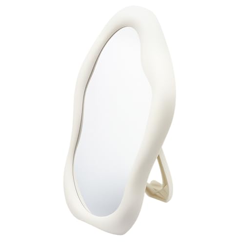 TBWHL Cloud-Shaped Table Desk Vanity Makeup Mirror Portable Folding Travel Make Up Mirror for Standing Hanging Handheld Mirror, 7X10 Inch Abs Plastic Desk Mirror for Makeup or Shower, Compact (White) - color: White