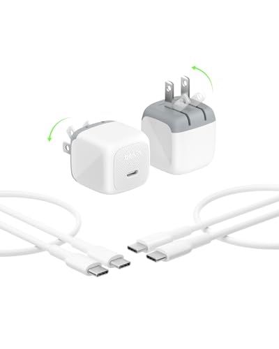Belkin Compact Wall Charger 45W, USB-C PD Fast Charging, USB-C Cable Included, Apple iPhone 17, 16 Series, Samsung Galaxy S26, S25 Series, Pixel 10, MacBook, iPad, AirPods, & More - White (2-Pack) - color: White, style: Two Pack + 2 USB-C Cables