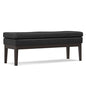 SIMPLIHOME Carlson Ottoman Bench - 45 inch Wide Upholstered Vegan Leather Rectangle Ottoman in Distressed Black, Mid Century Modern Bench for Bedroom, Entryway or Living Room with Padded Seat - color: Distressed Black, style: Ottoman Bench