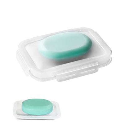 Silicone Compact Leakproof Travel Soap Case (Clear | Soap Holder Travel with Drainage Layer, Portable Bar Soap Holder for Gym, Camping & Bathroom, Soap Box Container Toiletries - color: Clear