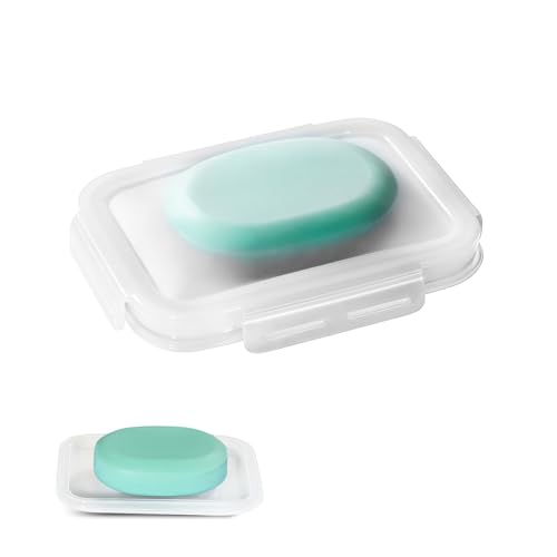 Silicone Compact Leakproof Travel Soap Case (Clear | Soap Holder Travel with Drainage Layer, Portable Bar Soap Holder for Gym, Camping & Bathroom, Soap Box Container Toiletries - color: Clear