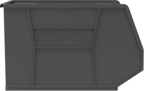 Akro-Mils 30270 AkroBins Plastic Storage Bins, Space-Saving Stackable Bins for Garage, Pantry, Craft Organization, 18" x 16" x 11", Black, 3-Pack - color: Black