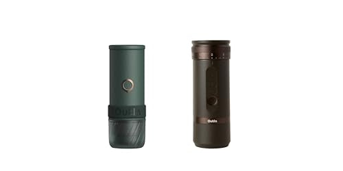 OutIn Mino with Fino, Portable Electric Espresso Machine with Portable Electric Coffee Grinder (Green & Brown)