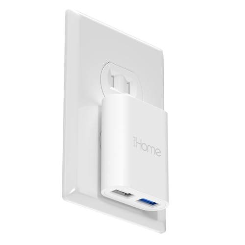iHome USB Wall Charger, AC Pro Multiport Plug Adapter, Phone Charging Block, Flat USB Wall Adapter for Home & Travel (White, 2 Port USB Charger) - color: White, size: 2 Port USB Charger