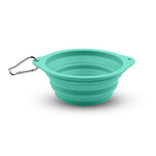 Collapsible Dog Bowl - 800ml/27 oz Portable Silicone Travel Water Bowl for Dogs with Carabiner | Foldable, Dishwasher Safe | Hiking, Camping Dog Essentials & Outdoor Pet Feeding - Green - color: Green