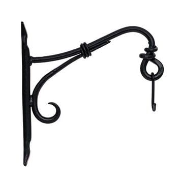VAN DYKE'S RESTORERS Forged Iron Plant Hanger — 12 Inch Black Powder Coat Wall-Mounted Hanger, Decorative Forged Iron Bracket for Outdoor Planters and Garden Displays, 20 lb Weight Capacity - color: Black Powder Coat
