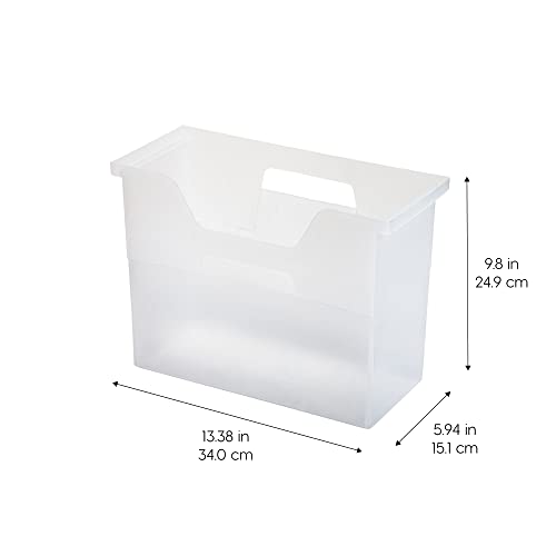IRIS USA Medium Portable Desktop File Box with Open Lid, 6 Pack, Side Handles, Hanging File Folders, Tabs & Inserts, Letter Size, Magazines, Newspapers, Mail, Books, Notebooks, Clear - size: 6 - Pack, style: Open Top Bin (M - Clear)