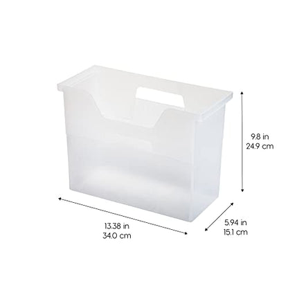 IRIS USA Medium Portable Desktop File Box with Open Top, Side Handles, Hanging File Folders, Tabs & Inserts, Letter Size, For Magazines Newspapers Mail Books Notebooks Binder Homework, Clear - size: 1 - Pack, style: Open Top Bin (M - Clear)
