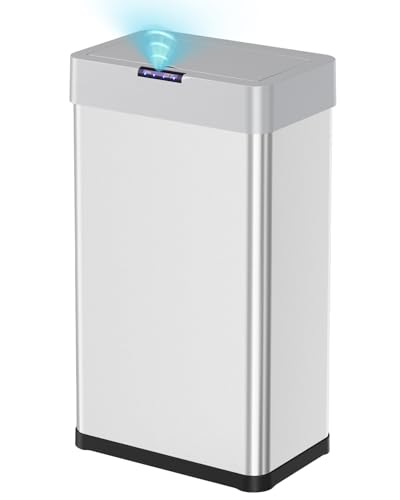TLSUNNY 18.5 Gallon Motion Sensor Trash Can,Touchless Automatic Garbage Can,Brushed Stainless Steel Smart Bin,with Bag Holder,Soft Close Lid,for Kitchen,Office,RV,Bedroom,Living Room (Silver, 70L) - color: Silver, size: 70L