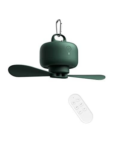 JISULIFE Camping Fan 8000mAh Battery Operated, Portable Tent Rechargeable with Remote Control, Detachable Fan-Blades, Hanging Hook, Timer, 4 Speeds for Outdoor Dorm-Green - color: Green