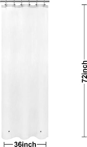 White Stall Shower Curtain Liner 36 x 72 inch Plastic Shower Liner Washable Inside Shower Curtain Liner PEVA Shower Curtains for Bathroom with Magnets and Rustproof Metal Grommet Holes - color: Pure White, size: 36"W x 72"L (Pack of 1)