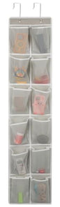 GOMAJI Over the Door 12 Pocket Hanging Shoe Organizer, Gray - color: Gray