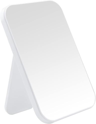 8-Inch Desktop Makeup Mirror, Portable Princess Mirror,Table Desk Wall Hanging Dual-Purpose Square Mirror White - color: White