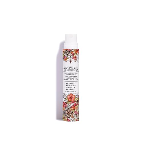 Poo-Pourri Before-You-Go Toilet Spray, Tropical Hibiscus, Travel Size 10 mL - Hibiscus, Apricot and Citrus - size: 0.34 Fl Oz (Pack of 1)