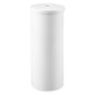 iDesign Freestanding Toilet Paper Canister with Lid, White | For 3 Extra Rolls, Made in USA - color: White, size: Pack of 1, style: Lid With Hole
