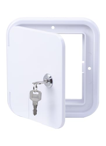 RV Access Door, RV Electrical Cord Trailer Power Cord Hatch Cable Cover Camper Hose Storage Door RV Compartment Door, White Small Size with 2 Keys - color: White, size: Small