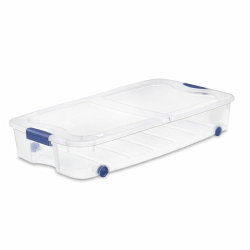 66 Quart Underbed Storage Bin with Wheels & Clear Lid, Under Bed Storage Container for Blankets, 39.5" x 20.25" x 7", Split-Lid Design & Smooth Gliding Wheels