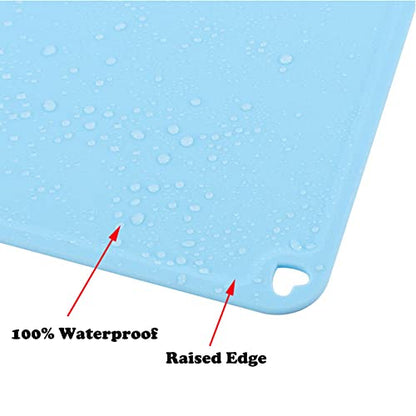 Silicone Pet Feeding Food Mat Dog Cat Placemat with Raised Edge, Anti-Slip Waterproof Pet Bowl Mats Pet Food Tray for Cats, Dogs and Small Animals(Grey, Small) - color: Grey, size: 16.1"*12.2"