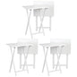 PJ Wood Conventional Solid and Sturdy Wood Construction Portable Folding TV Snack Tray Table Desk Serving Stand, White (6-Piece Set) - color: White, size: 6-Piece Set