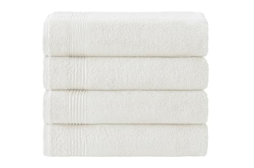 Ozdilek 4-Piece Bath Towels, 27x54, 100% Turkish Cotton, Luxury Quick Dry, Extra Large, Fade-Resistant, Eco-Friendly, Spa Towel, Comfortable (Ivory) - color: Ivory