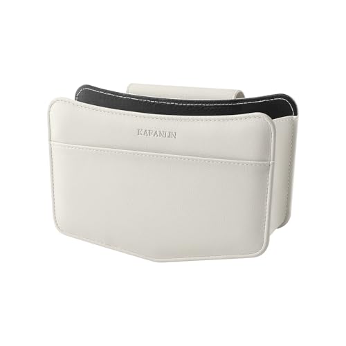 Car Trash Can Small Leather Vehicle Trash Bin Car Dustbin Garbage Organizer Holder with Trash Bag Foldable Mini Cars Storage Bag Container for Auto SUV Van Trucks (White,Glovebox Hanging) - color: white, style: Glovebox hanging