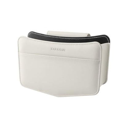 Car Trash Can Small Leather Vehicle Trash Bin Car Dustbin Garbage Organizer Holder with Trash Bag Foldable Mini Cars Storage Bag Container for Auto SUV Van Trucks (White,Glovebox Hanging) - color: white, style: Glovebox hanging