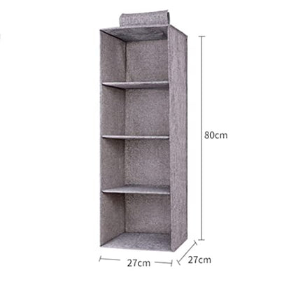 Tinyuet Hanging Closet Organizer, 4-Shelf Collapsible Hanging Closet Shelves, Hanging Organizer for Closet & RV, 31.5" H X 10.6" W X 10.6" D - Gray