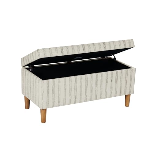 HomePop Malmo 36" Storage Bench - Gray & Cream Stripe - color: Gray and Cream Stripe