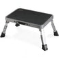 Double Elite 3 Levels Adjustable Folding Step Stools for Adults, Sturdy Metal RV Step, Safer Foldable Small Kitchen Stepping Stool Seniors Bed, Multi-Use Office Foot Stool Under Desk - color: Gray/Black