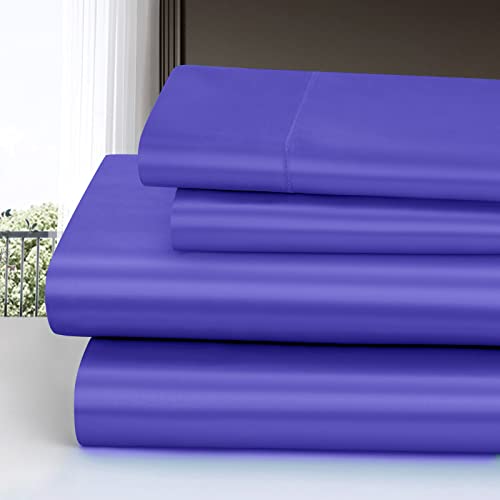 Homiest 3pcs Satin Sheets Set Luxury Silky Satin Bedding Set with Deep Pocket, 1 Fitted Sheet + 1 Flat Sheet + 1 Pillowcase (Twin Size, Periwinkle Blue) - color: Periwinkle Blue, size: Deep pocket - Twin size