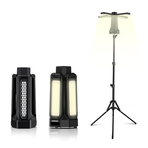 16000mAh Telescopic Camping Light, Rechargeable LED Lantern with Tripod Stand, Portable Flashlight & Power Bank, 300° Rotatable Dimmable Tent Light, Magnetic Base & SOS for Hiking, Fishing, Camping